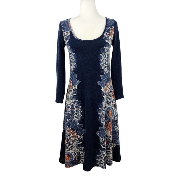 Anthropologie Maeve Navy Eira Sweater Dress Small Long Sleeve - Picture 8 of 15